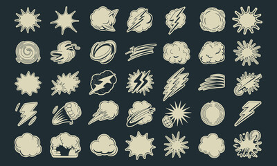 Retro comic book elements collection abstract design graphic on dark background vector © Mofajjol