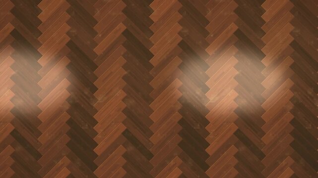 Wooden herringbone pattern with light reflections. 2d animation