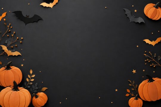 Halloween ecommerce banner background with pumpkin bat illustration pattern