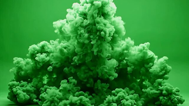 Green Smoke Ink Explosion Billowing on a Matching Green Backdrop