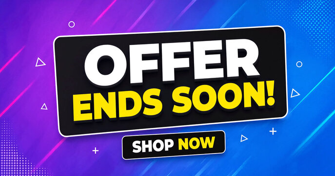 Bright sale banner with offer ends soon text and shop now button perfect for promotions