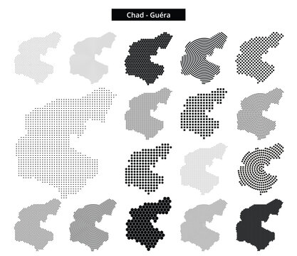 Map of Chad region Gu&eacute;ra in various dots pattern designs