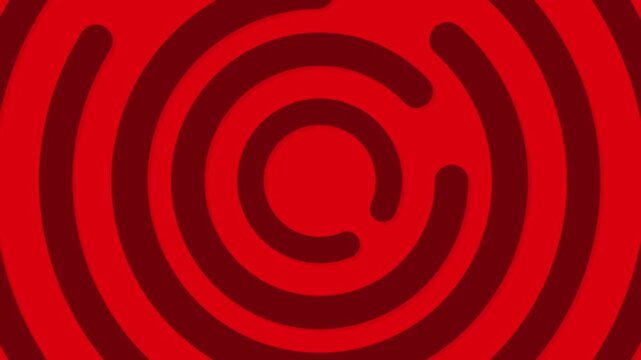 Abstract red background featuring continuous motion of rotating concentric circles with smooth fluid animation loop.