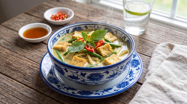 Creamy Thai Vegetarian Festival Green Curry with Tofu