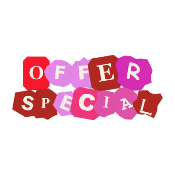 Offer special red and pink ransom note style typography as transparent cutout