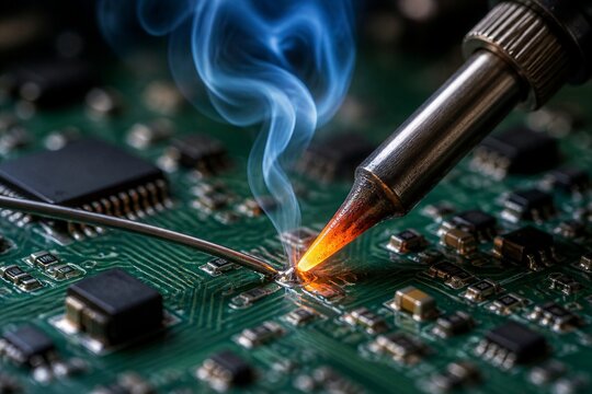 Soldering iron melting solder on circuit board during repair