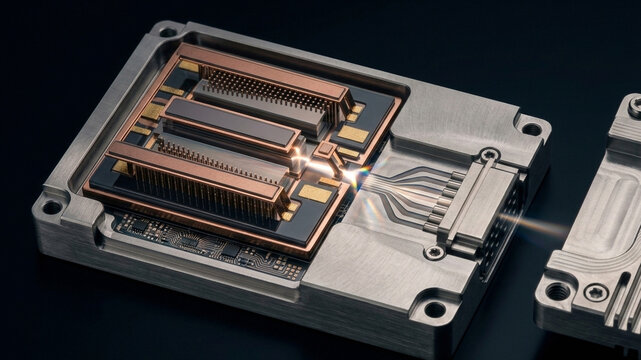 Photonic module with germanium avalanche photodetector and optical fiber array routing optical signal