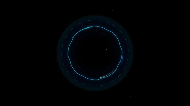 Dynamic digital light ring display with an artistic wavy line for futuristic technology interface and modern data visualization