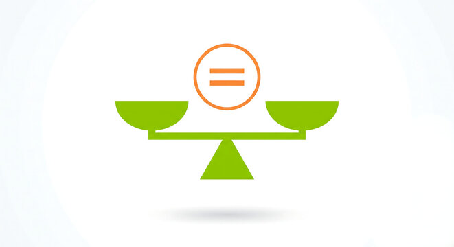 Vector illustration of seesaw balance with equals sign. Symbol of equality. concept of seesaw balance
