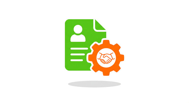 Vector illustration of personal document and gear with handshake. Symbol of EAD Employment Authorization Document.
Concept of EAD