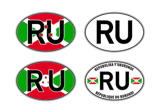 Burundi, oval international vehicle registration code license plate car sticker, vector illustration