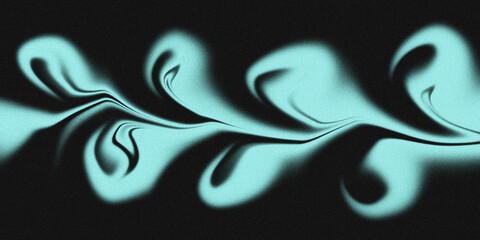 Abstract fluid wave pattern with glowing cyan light on a dark textured background
