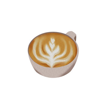 Watercolor Coffee Latte Art