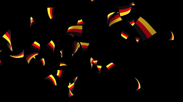 Germany flag with confetti explosion and falling particles on transparent background
