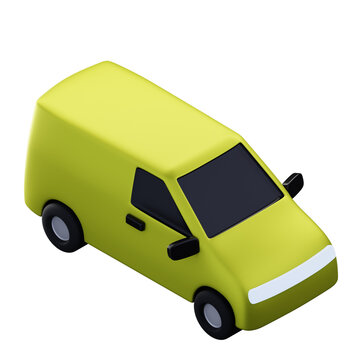 3D Lime Green Delivery Van Render