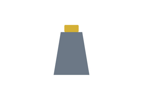 Minimalist graphic illustration of a simple grey trapezoid with gold top