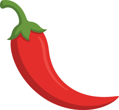 A vibrant red chili pepper illustration with a green stem on a white background.