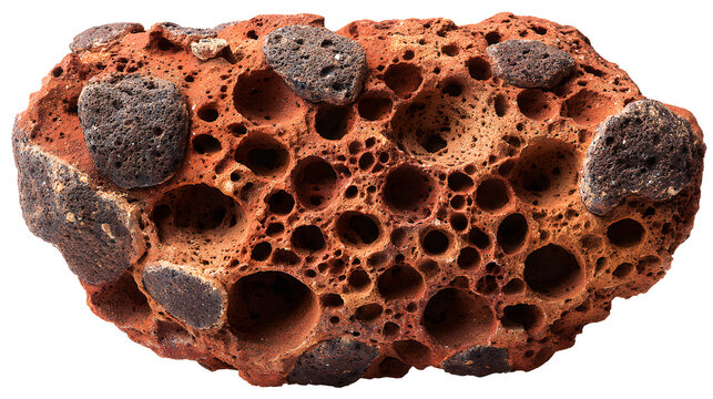 Natural terracotta grog particle distribution in organic material