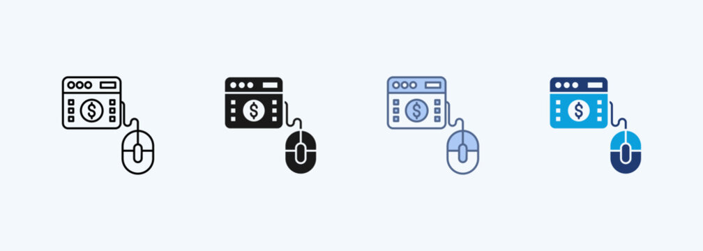 Pay Per Click Outline Icon Vector Illustration
