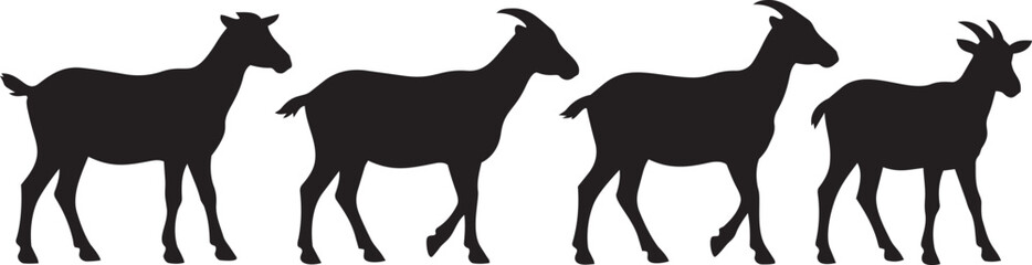 Fototapeta premium Black Silhouette Goats Line Art Vector Illustration for Design, Logo, Branding, and Minimalist Poster