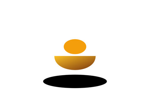 Minimalist abstract golden person icon with a soft drop shadow on white