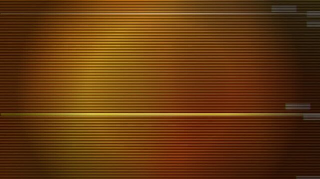 Abstract texture. Horizontal lines pattern with golden gradient and digital interference. Scanline effect, screen display. Data, technology, retro, glitch.