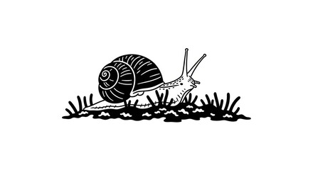 Snail moving on grassy surface slowly. © Slowme