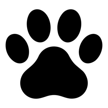 Black dog paw print icon isolated