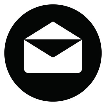 Black circle icon with white envelope symbol for email and mail