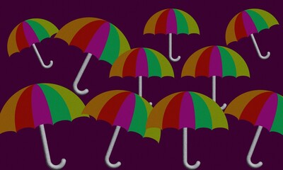 Colorful Umbrellas Seamless Pattern on Dark Background © siavash
