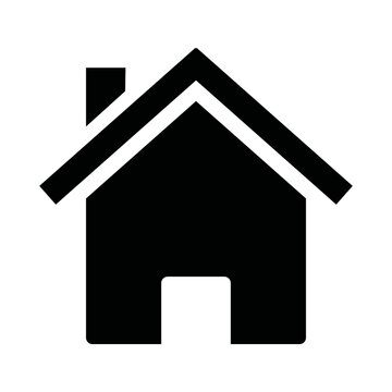 Black house icon with chimney and triangular roof outline
