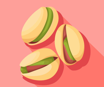 Pistachios with open shell, organic product, ingredient for desserts