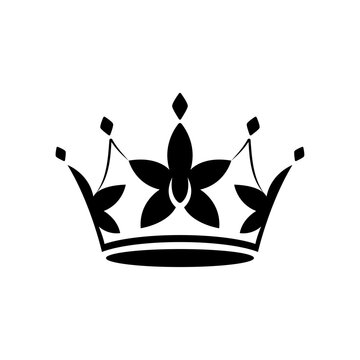 crown silhouette, icon, stencil, stylized flower on the crown