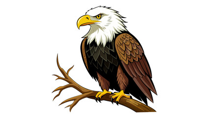 Fototapeta premium Vector Eagle Illustration on Tree Branch Bold Cartoon Wildlife Art