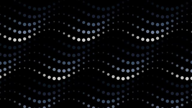 Seamless looping background featuring flowing wavy dotted patterns on black