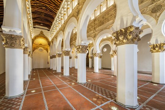 Interior Of Santa Maria La Blanca Synagogue In Toledo