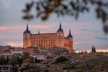 Fototapeta premium Alcazar of Toledo at Sunset