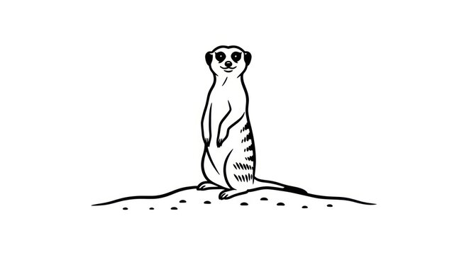 Cute cartoon meerkat standing upright alert.
