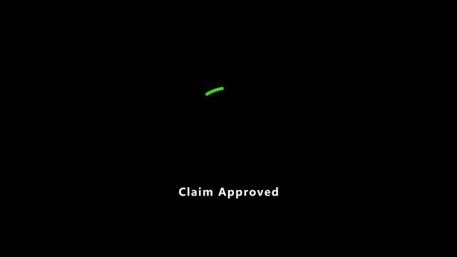 Claim Approved Green Checkmark Seal Animation on Black Background