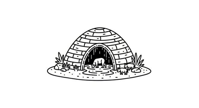 Traditional Inuit Igloo with Polar Bear.