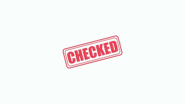 Red Checked Rubber Stamp Impression Appearing on White Background for Quality Control and Approval Concepts