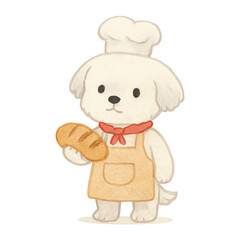 Obraz premium PNG Cute dog baker illustration.