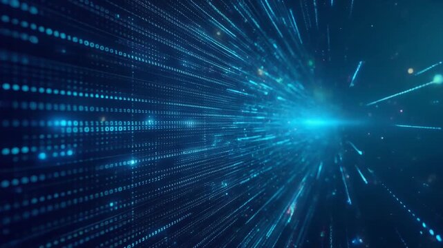 Glitch Matrix Loop Digital Particles Storming Binary Code Flowing Diagonal