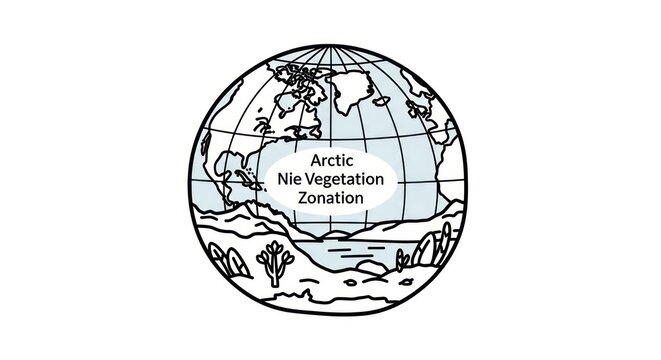 Arctic region with vegetation zones.