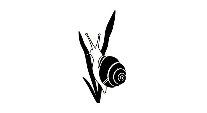 black and white snail logo design.
