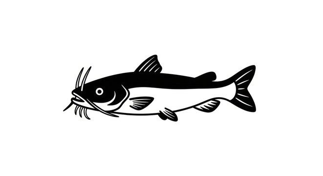 Black catfish fish illustration.