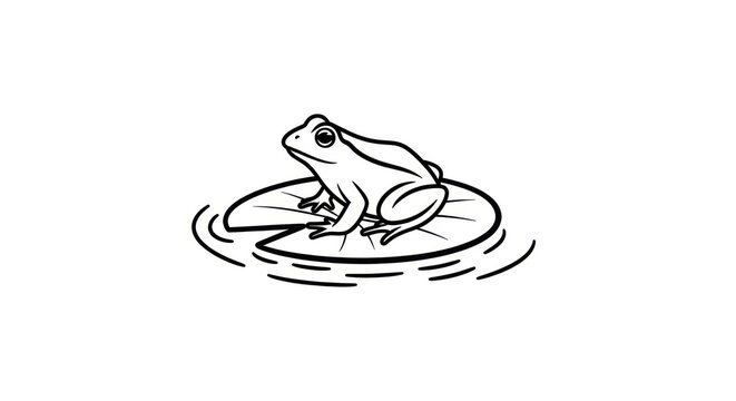 Frog Sitting on a Lily Pad.