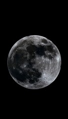 Fototapeta premium Hyper Realistic Close Up of a Full Moon Showing Detailed Lunar Surface Textures in Dark Space