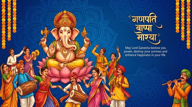 Lord Ganesha , Ganesh festival illustration of Lord Ganpati background for Ganesh Chaturthi festival of India