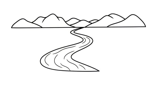 serene mountain landscape with winding road.